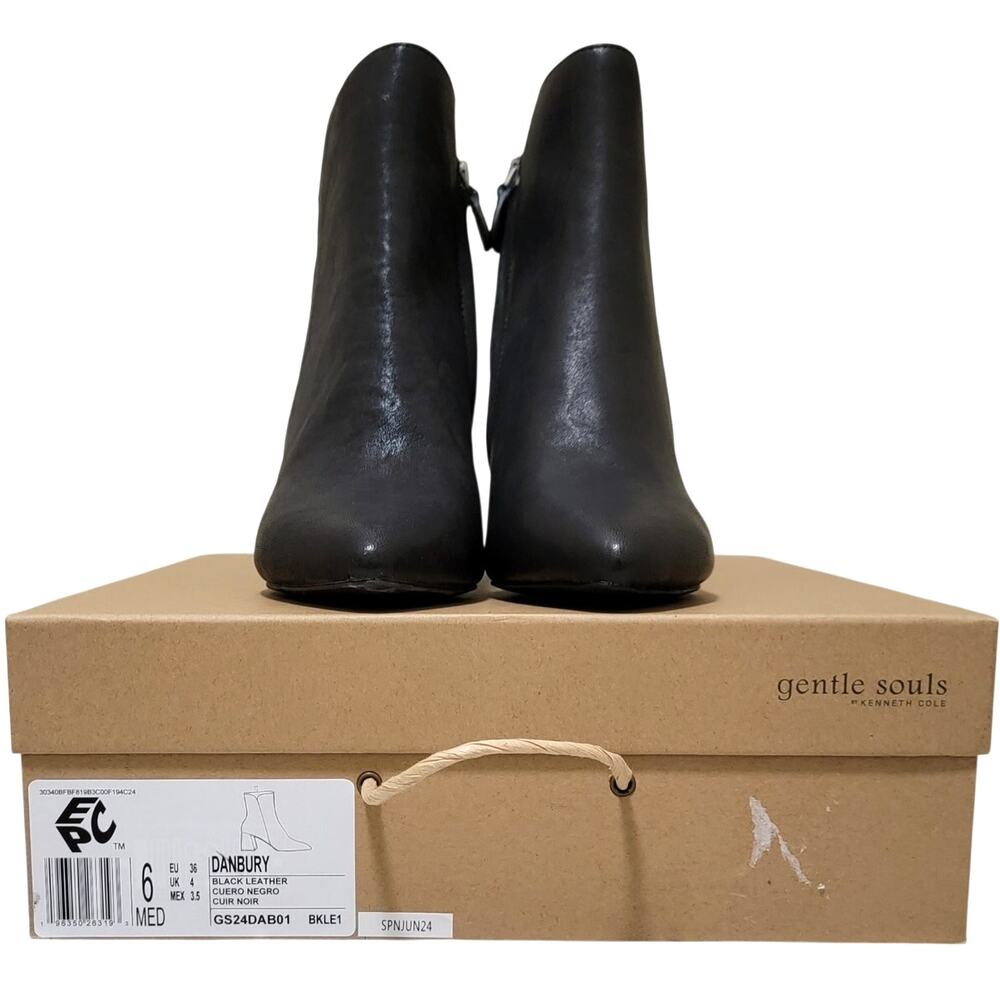 Gentle Souls Danbury Pointed Toe Block Heel Ankle Booties Size US 6M Black - Picture 5 of 5